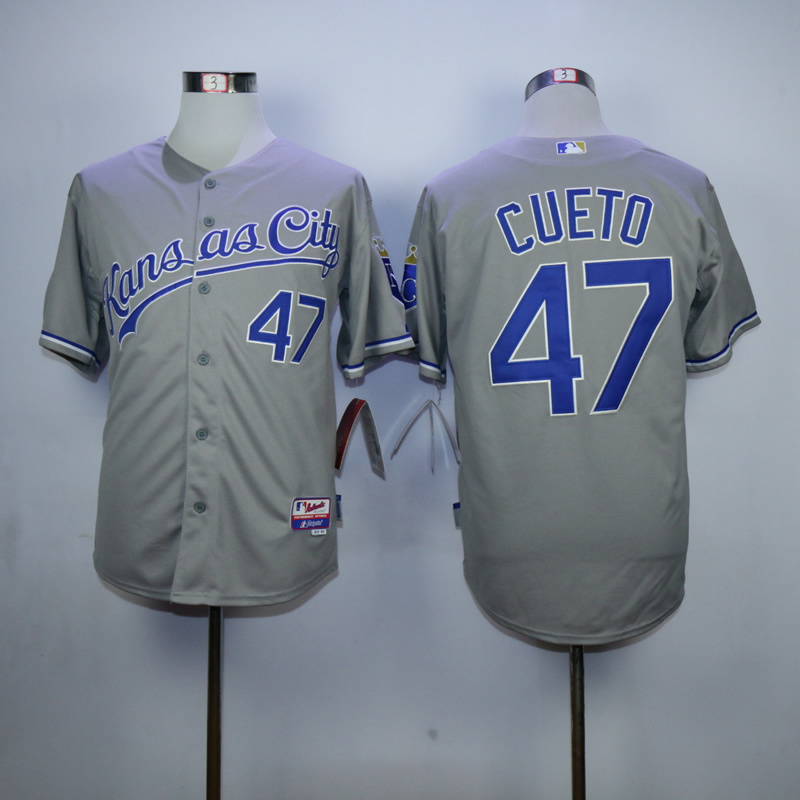 Men Kansas City Royals #47 Cueto Grey MLB Jerseys
